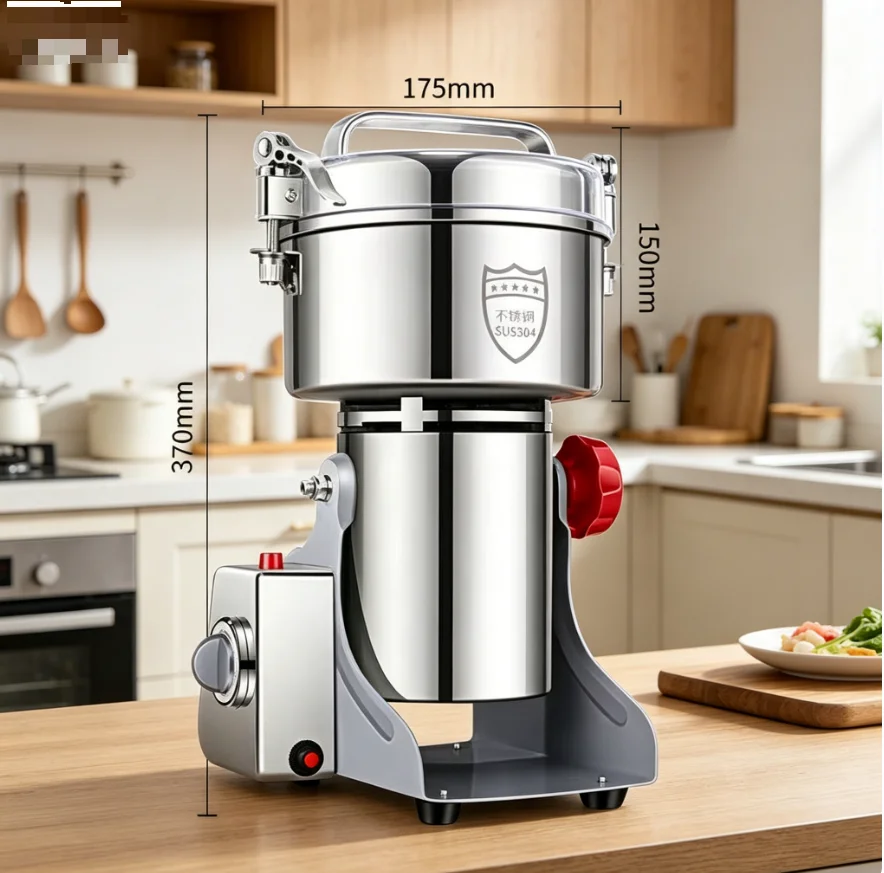 2000g Stainless Steel Electric Grain Grinder - Spice, Coffee Bean, Corn, Soybean & Peanut Crushing Machine