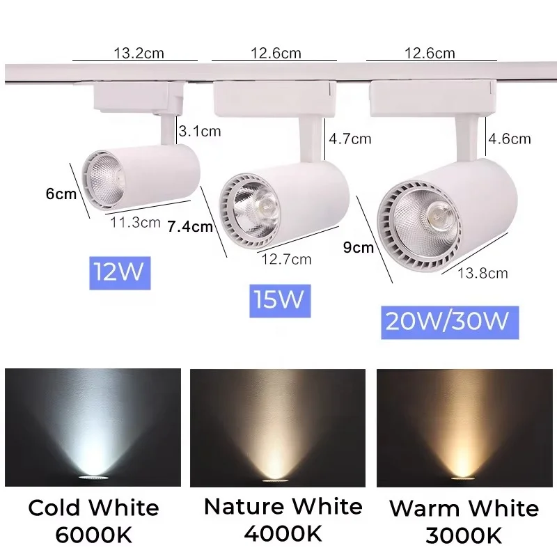 RGB Color Track Light With Remote Control 12W 15W 20W 30W 360 Degree Rotation Adjustable COB Track Spotlight