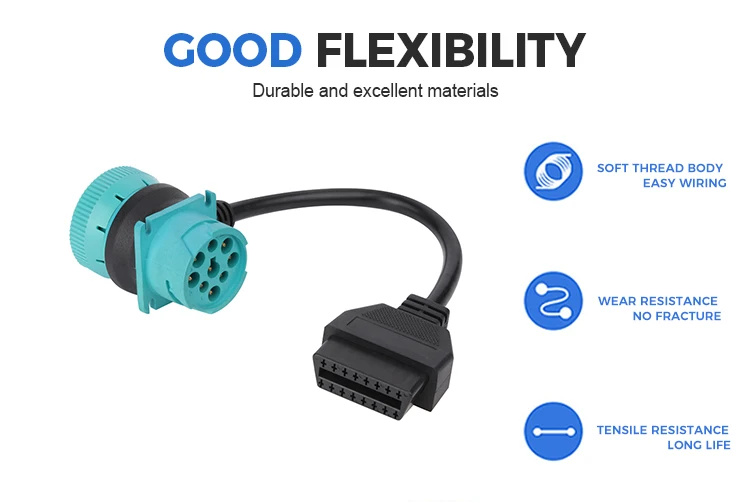 product custom cables j1939 9pin to obd obd2 j1962 12 24v connector automobile wiring harness-5