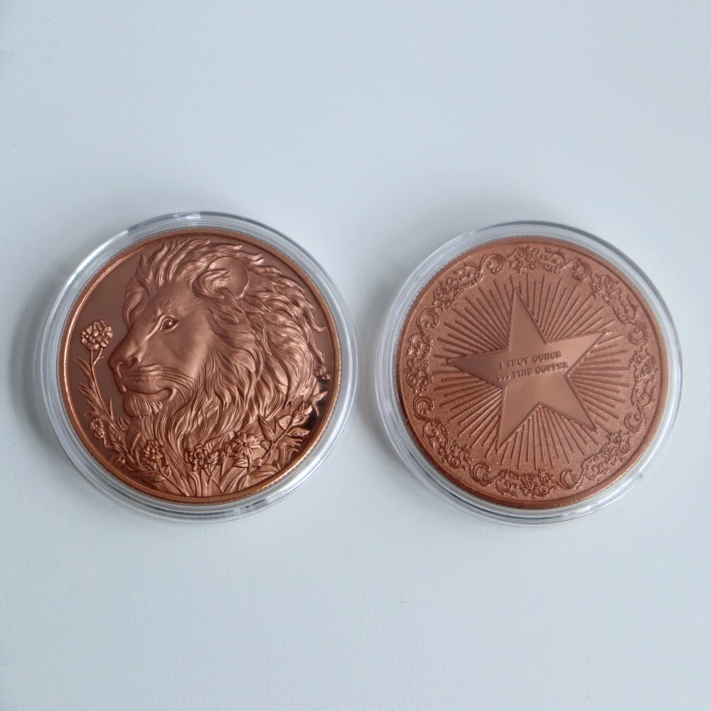 Custom Logo 1 OZ 999 Copper Coin with Africa Lions Design