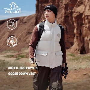 Men's 800 Fluffy Goose Down Waistcoat Water Repellent Stand Collar Light Warm Autumn Winter Pelliot Outdoor Down Vest