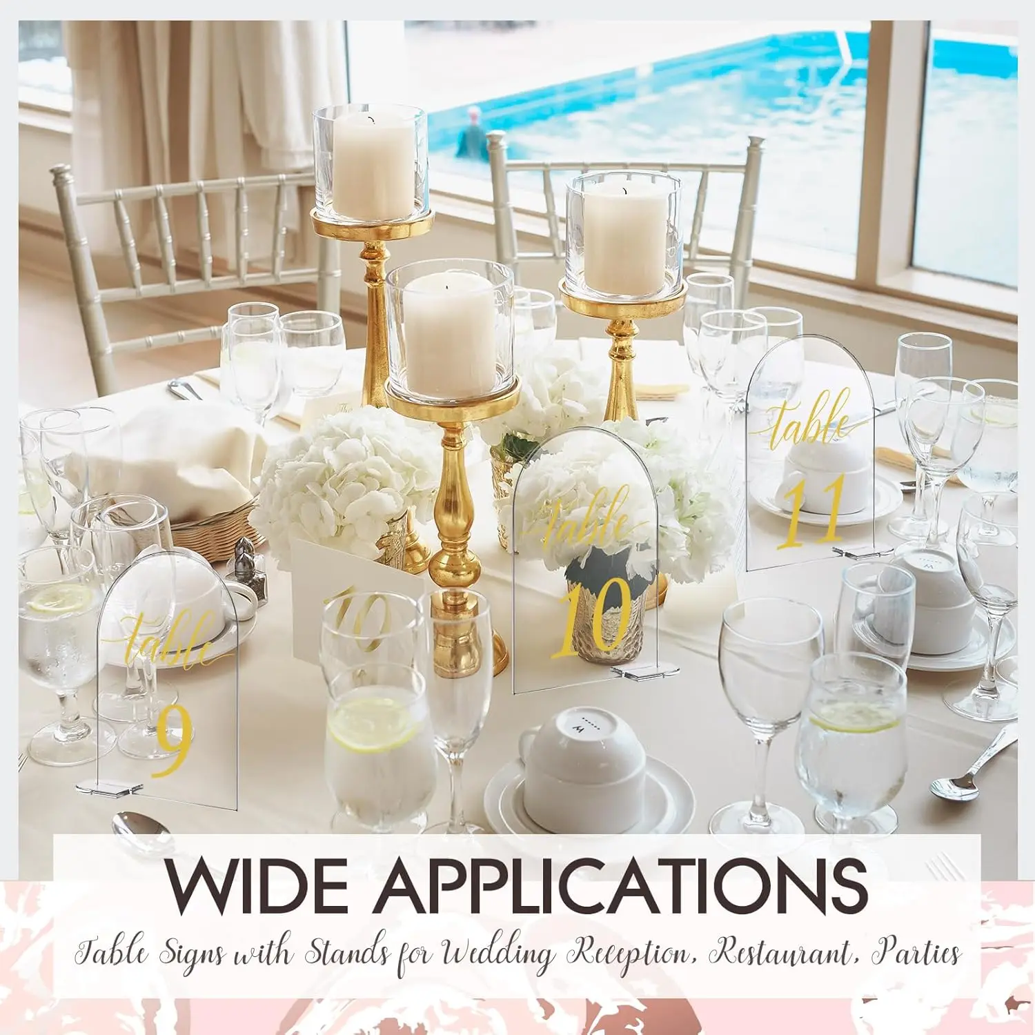 16set 1-30 6" Table Numbers Clear Acrylic Table Number Holder With Display Stand Table Number Signs for Wedding Party Reception