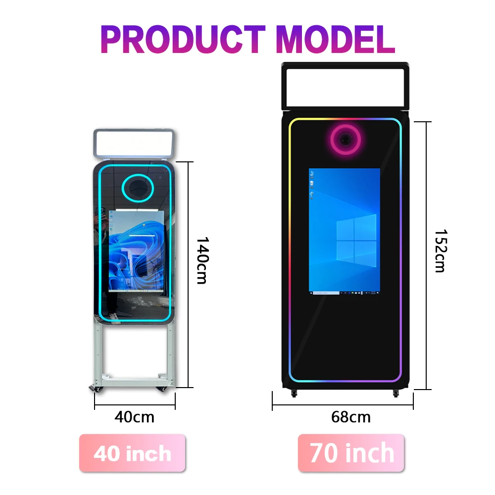 Smart 70 Inch Screen Magic Mirror Photo Booth with Camera and Printer Digital Interactive Mirror Photobooth