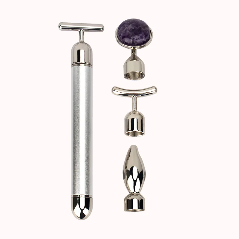 4 in 1 Weight Loss Face Massager Gold Vibrating Facial Rose Quartz Roller  Massager Stick Skin Firming Facial Skin Care Tools