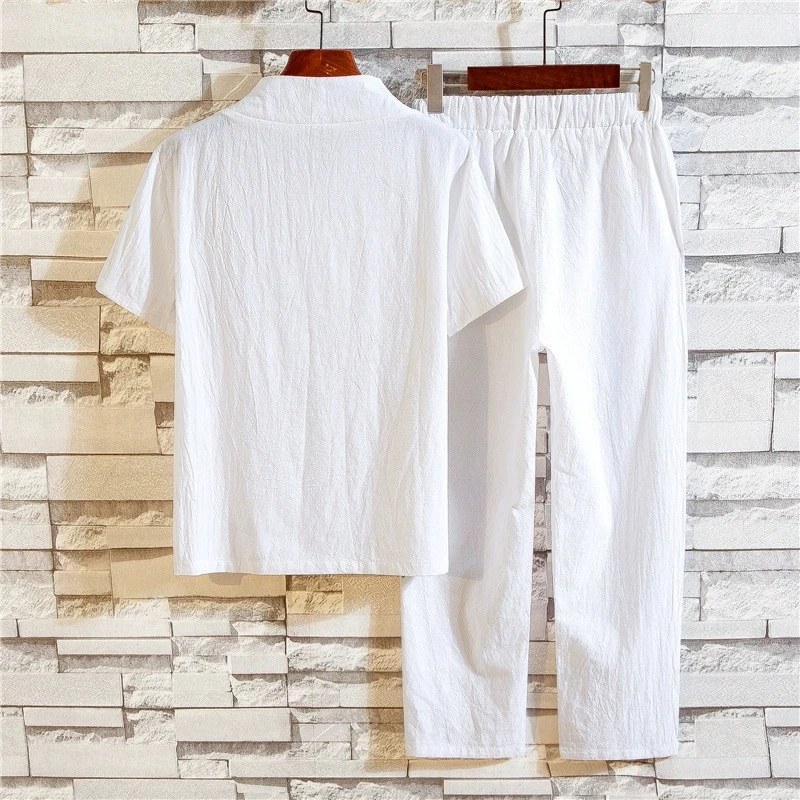 OEM Trendy Chinese Retro Suit Set - Loose Fit Two Piece Outfit for Men's Summer Casual W aperçu 2