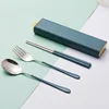Juego de Palillos, Tenedor, Cuchara y Estuche Azul (3 Piezas)