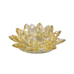 Nordic Luxury Crystal Clear Color Lotus Flower Shape Tealight Votive Candle Holder For Home Wedding Office Bar Centerpieces