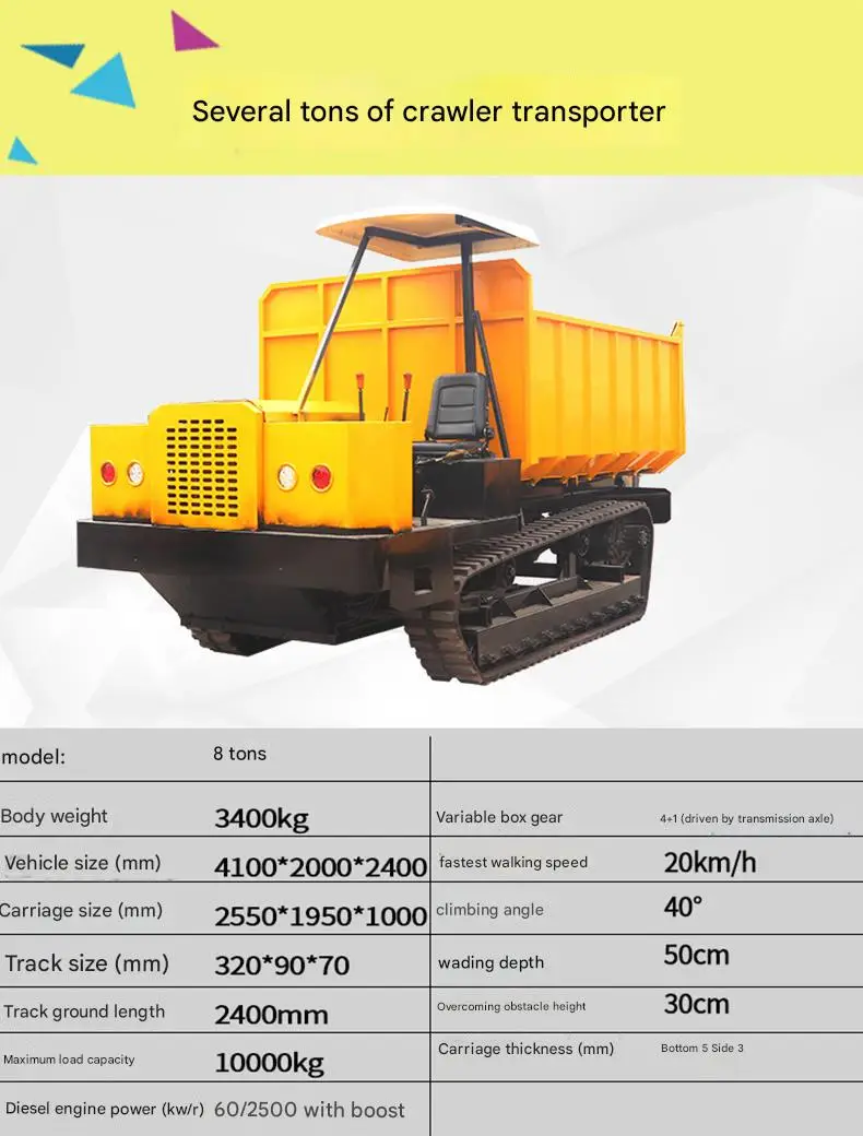 Newest Design Crawler Dump Truck ransporte FactoryWholesale Tracked Crawler Dump TruckDumper for Transport and Loading Farm with