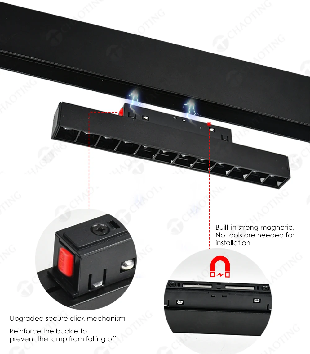 48V Magnet LED Track Light System Surface Recessed Spotlights 10W 20W 30W 40W Linear Dali Dimmable Magnetic Suction Track Light