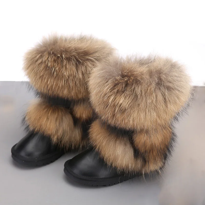Kalf Hoge Womens Laarzen Winter Warm Fluffy Dames Schoenen Mode