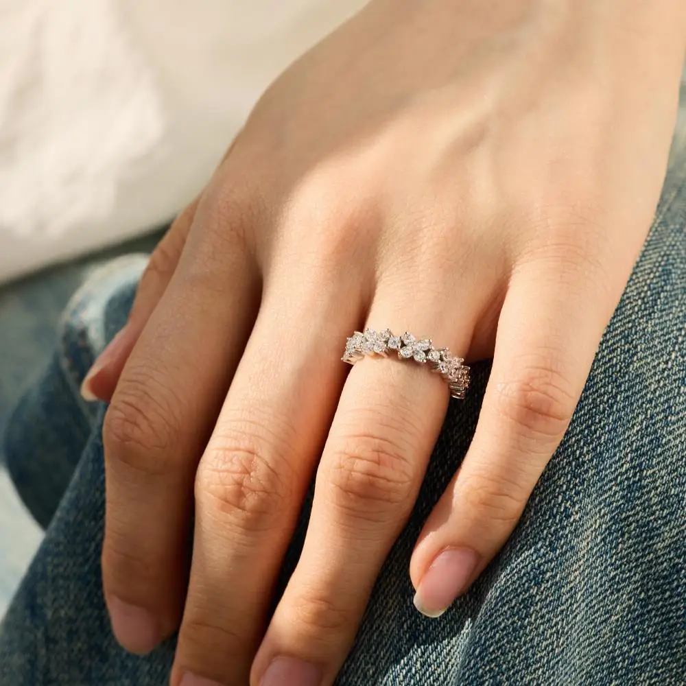 KAKODIY Elegant Small Flower Ring Jewelry for Women Wedding Engagement 925 Sterling Silver Ring detail 4