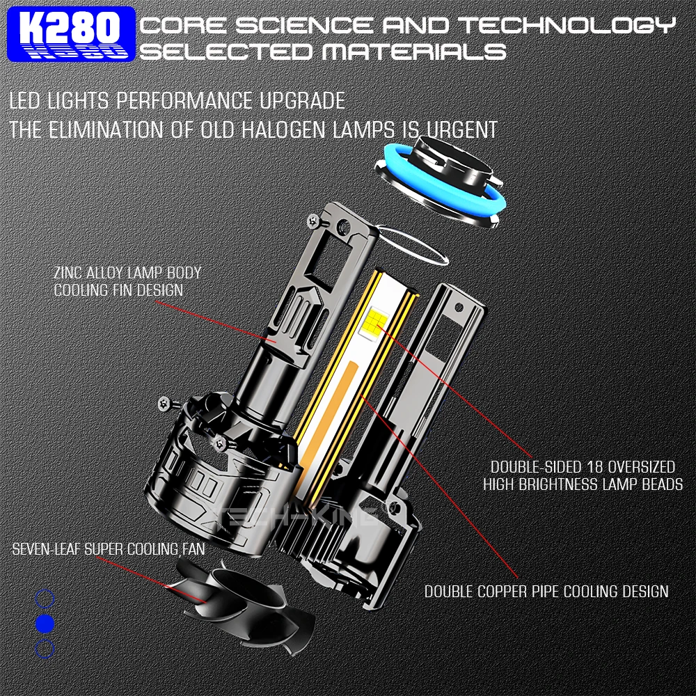 TECH-KING Customized 12V 180W 30000LM White car H1 H4 H7 H8 9005 HB3 9006 HB4 9012 Super Bright H11 LED Auto Headlight Bulb