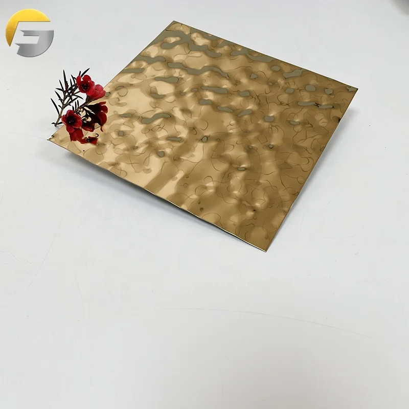 CL0053 304 Embossed Sheet for Ceiling and Wall Panel Stamped Golden Decorative Stainless Steel Brass Water Ripple Sheet