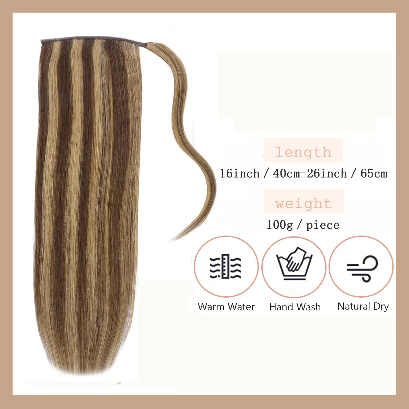 Konjski rep od prirodne kose s klipsom wrap around_voghion.com