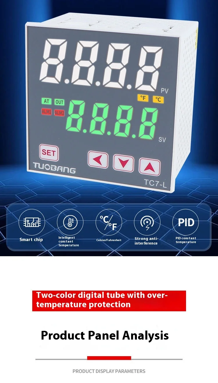 TUOBANG PID LED Display Temperature Controller TC7-S/L ABS Relay Solid-state Output ODM/OEM Industry Thermostat 100-240V