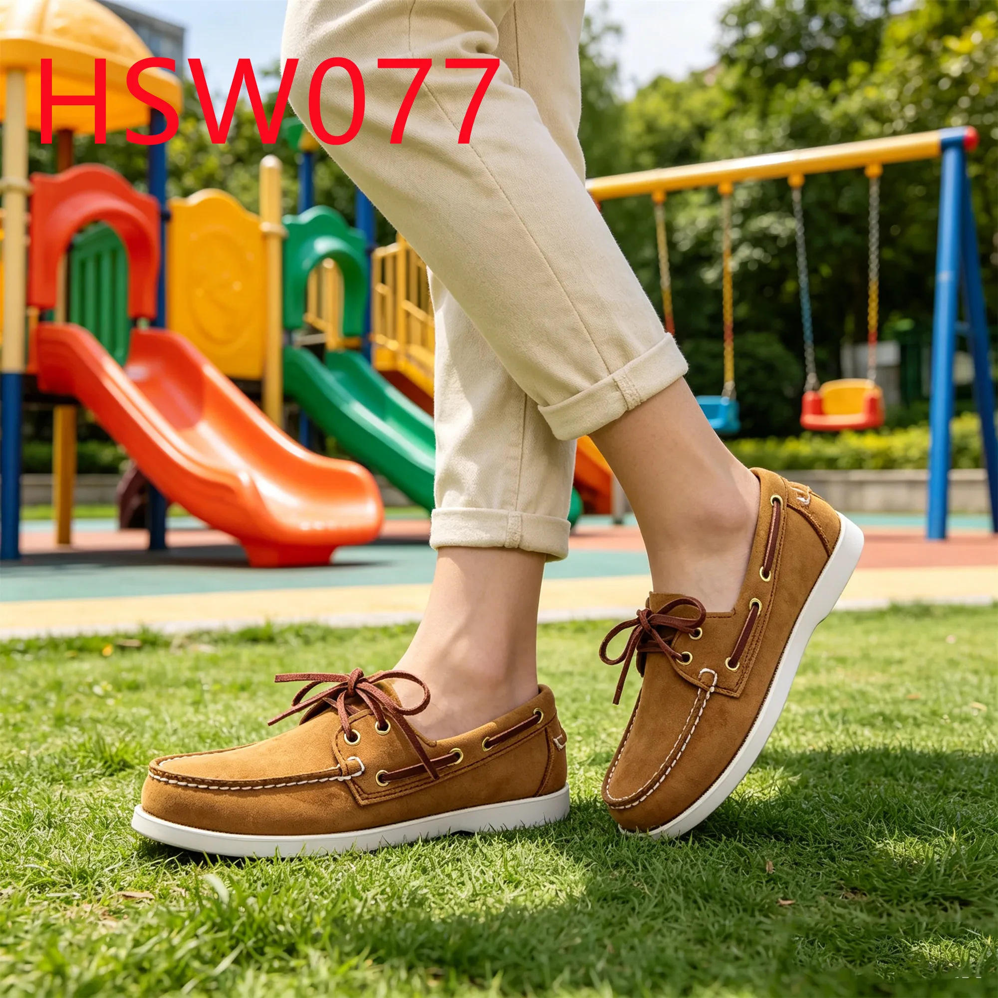 HY,Current Style Factory Direct Quality Nubuck Leather Walking Shoes Versatile Anti-Odor Honey Color Penny Shoes for Sale HSW077