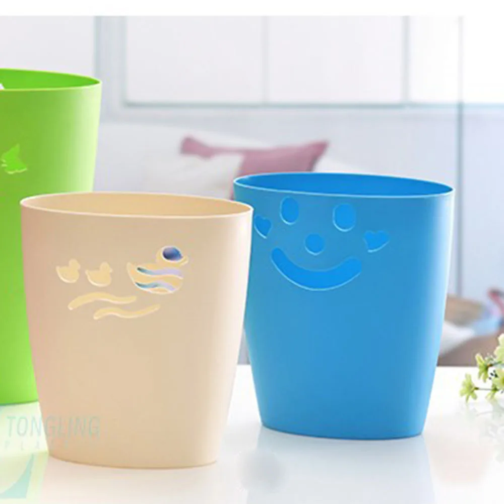 Cross Border High Quality Plastic Simple Colorful Garbage Bin Household Storage Trash Cans