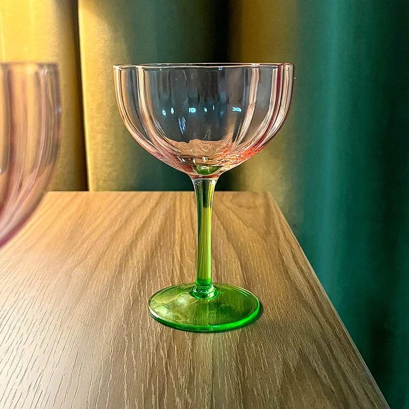 Retro Flower Red Wine Glass Color Changing Colorful High-footed Household Gradient Champagne Internet Popular preview 2