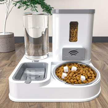 All-in-One Eco-Friendly Stainless Steel Pet Feeder Solid Pattern Cat/Dog Bowl Water Drinker Plastic Food Basin Machine for Dogs