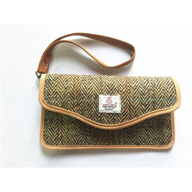 Personalized Cloth Logo Woolen RFID Blocking Pouch Harris Tweed NFC Blocker Credit Card Shielding Bag