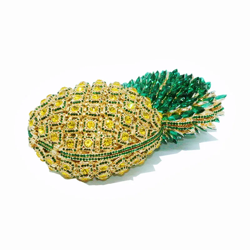 Luxury Crystal Green Pineapple Evening Bags Ladies Party Purse Chain Clutch Bags Female Diamond Handbags