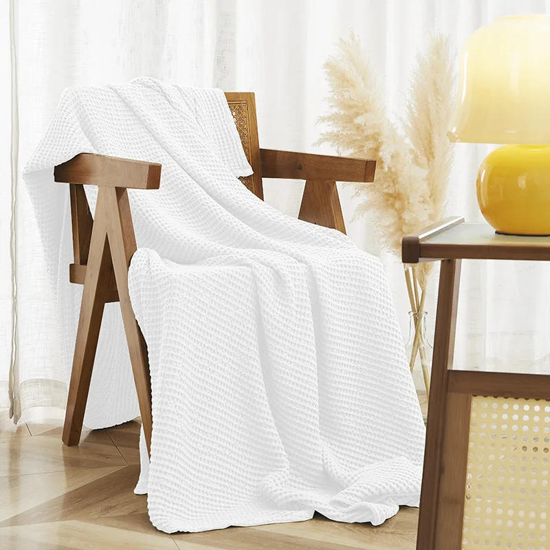 Bamboo Cotton Blanket American Sofa Bamboo Fiber Small Waffle
