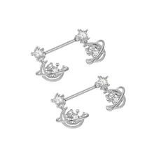 5Pair/Set Ursa  Moon Pentagram Nipple Medical Stainless Steel Perforated Barbell Ring Cubic Zircon Milk Ring Jewelry