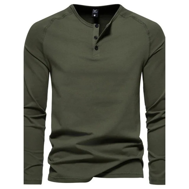 2025Autumn New Men's Fashion Henry Collar Long Sleeve T-Shirt Plus Size Casual Solid Color Knitted Base Shirt 300 Grams Weight