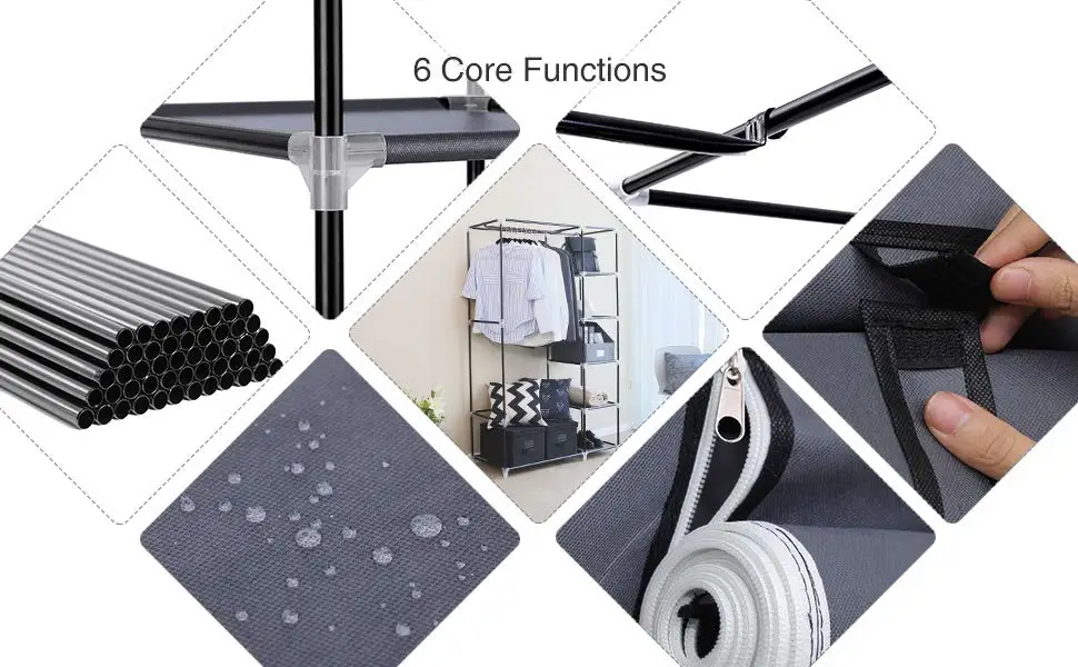 Factory Directly Sale Customized Fabric Wardrobe 3 Doors Assemble Plastic Portable Wardrobes
