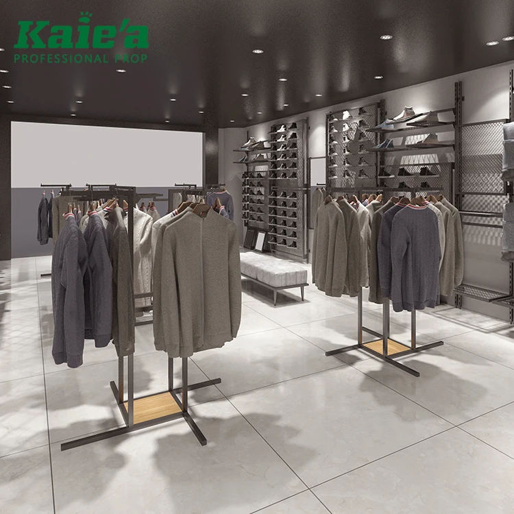 Apparel Display Racks Men Garment Shop Interior Design Menswear Metal Garment Shop Rack