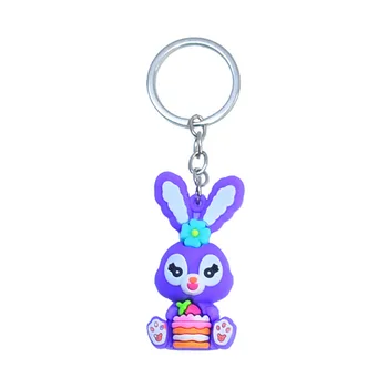 Factory Price Wholesale 3D Rabbit Action Figure Keychain PVC Rubber Cartoon Keychain with Metal and Plastic Lightweight Design