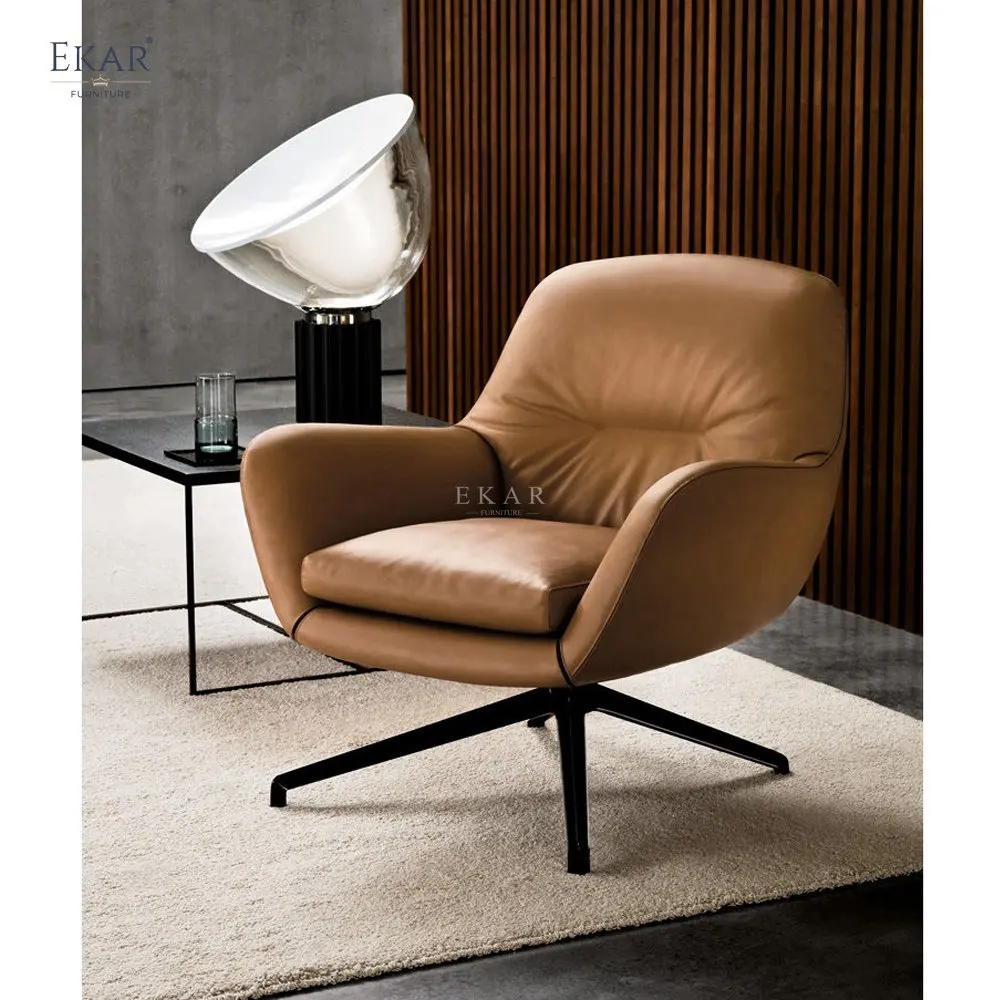 Swivel Lounge Chair with Down-Filled Cushion and Mirrored Gunmetal Base details