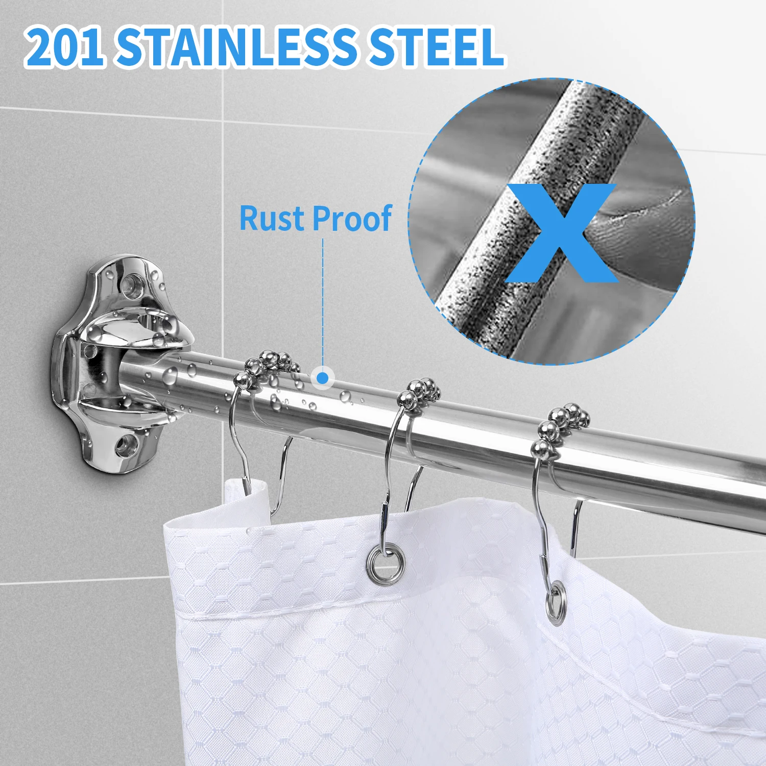 Adjustable Curved Shower Curtain Rod Rustproof Wholesale Metal Curved Shower Curtain Poles
