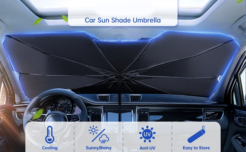 Car Windshield Heat Insulation Protection Foldable Sunshade Umbrella Block Car Front Window Sun Visor