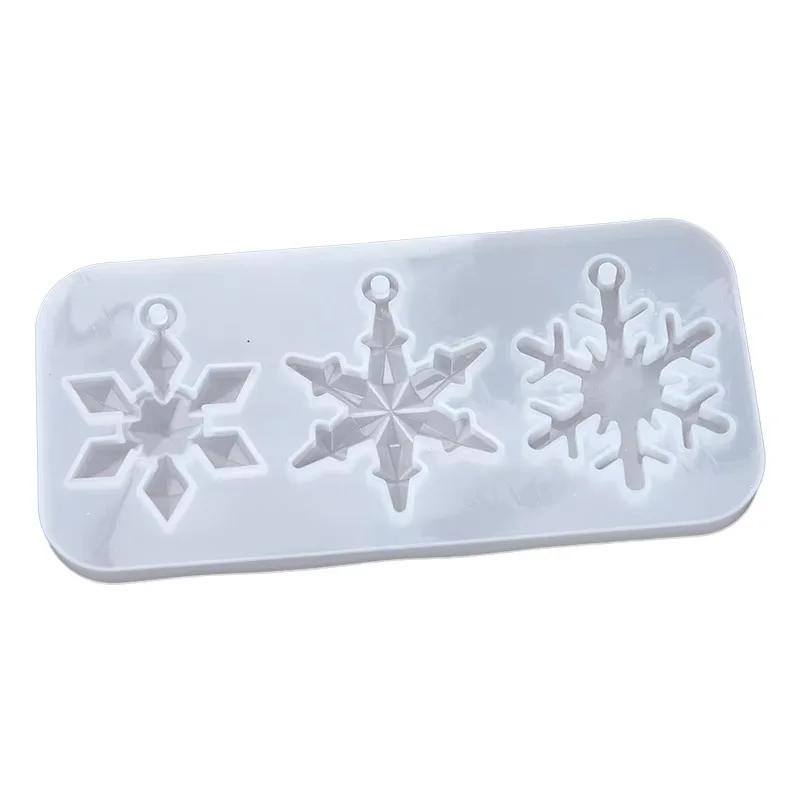 Mirror Crystal Drop Glue Snowflake Accessories with Holes Pendant Jewelry Drop Glue Christmas Mold for DIY Handmade