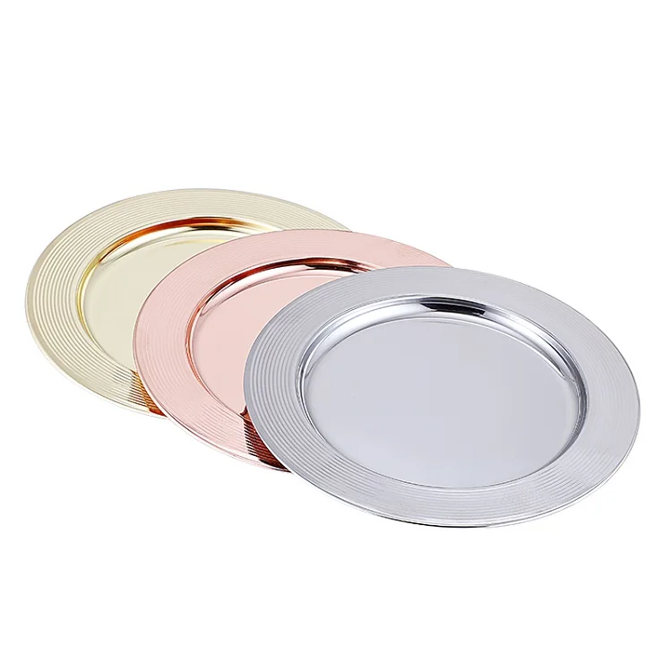 Charger Plates Luxury Serving Tray Gold Sliver Stainless Steel Dish