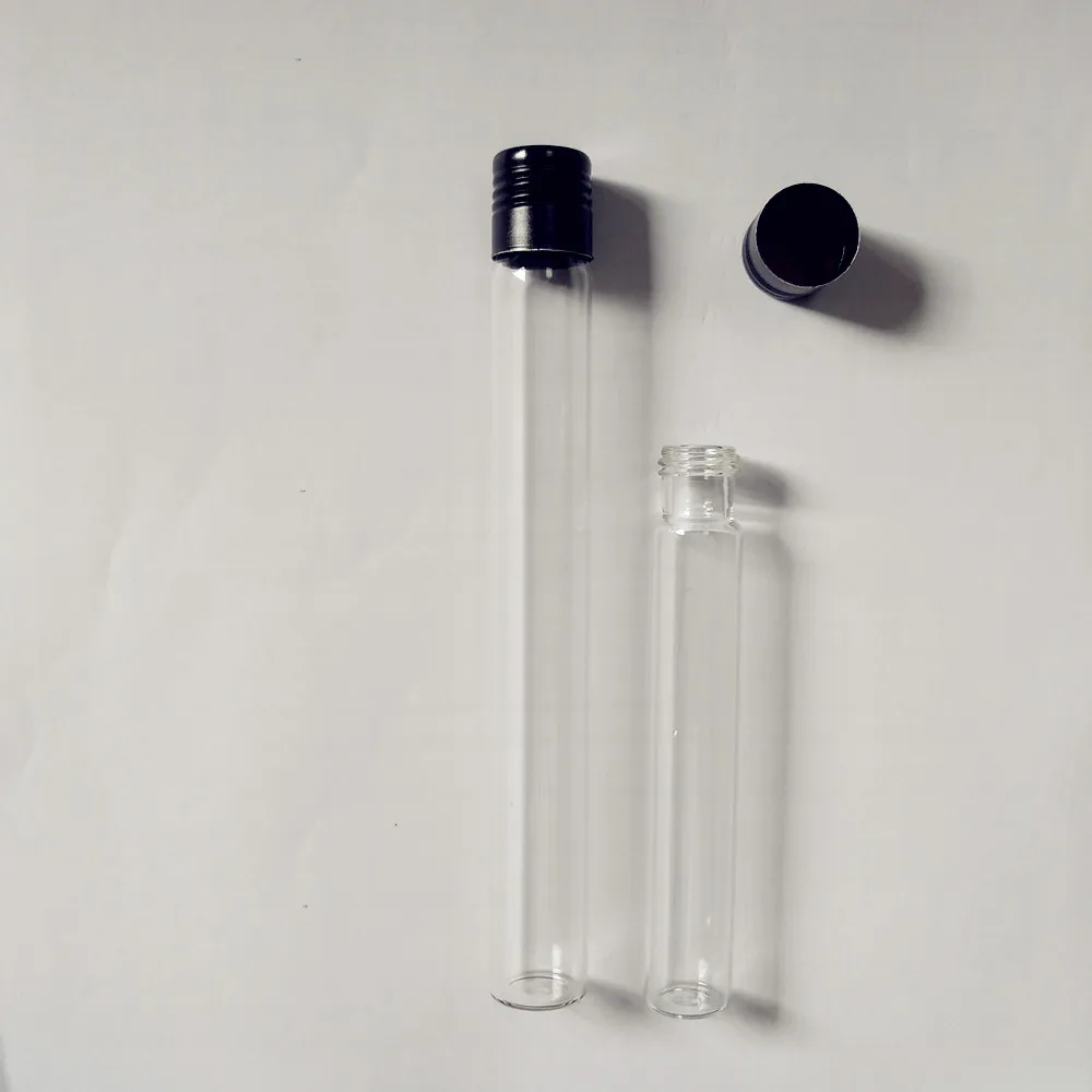 Provette in vetro con tappo a vite, Vetro borosilicato, Capacità 15 ml,  Diam. 16 mm, Altezza 98 mm, Tappo a vite Alluminio - Pz/Cf. 100