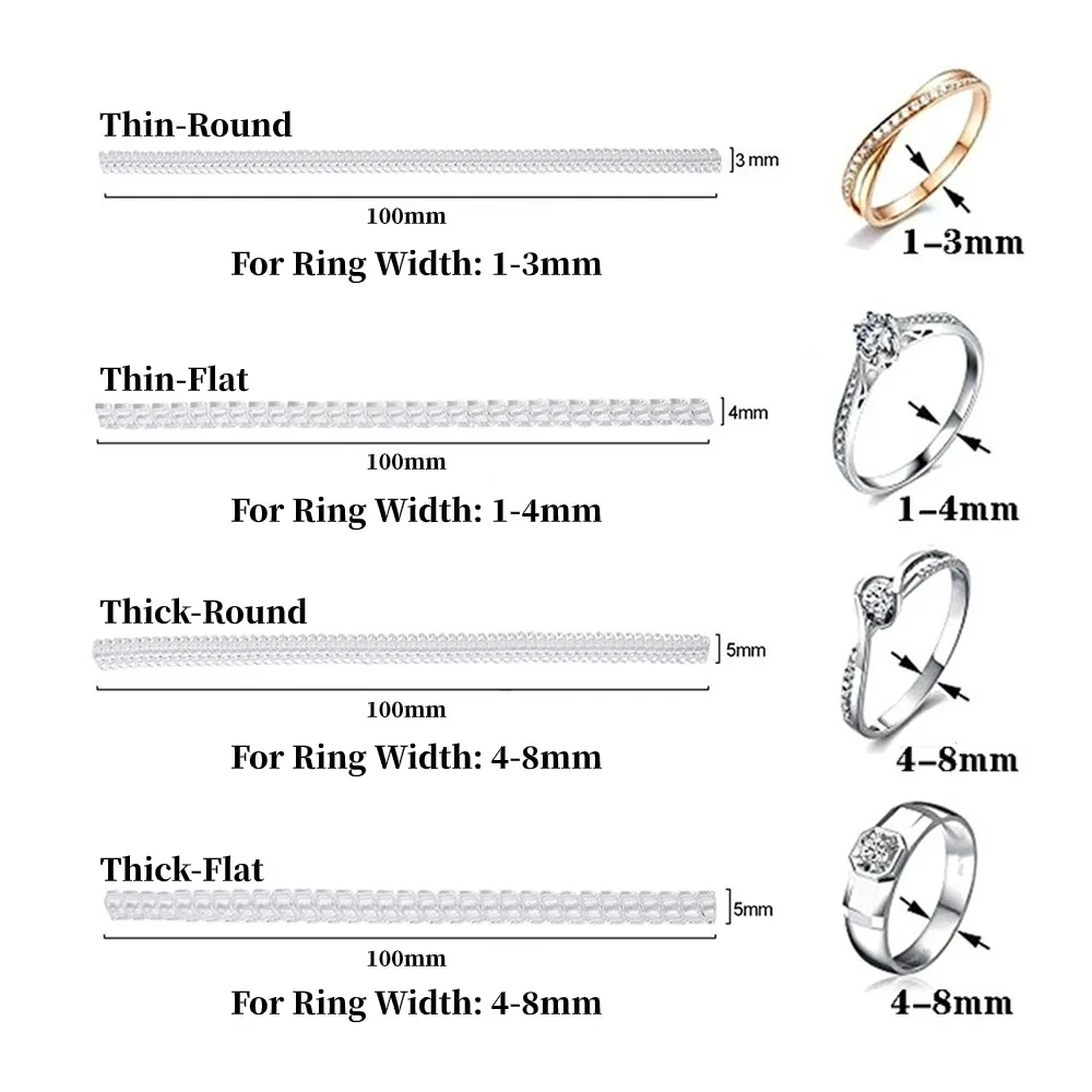 Transparent Ring Size Adjusting Tool High Quality Durable Using Various Spiral Invisible Ring Sizer Adjuster for Loose Ring