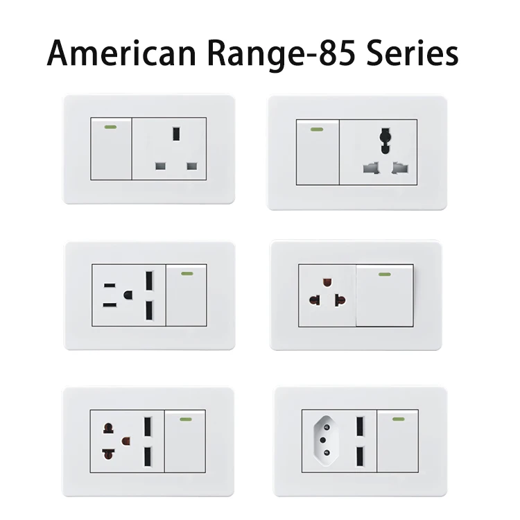 New Arrival 1 Gang 3 Pin Socket Light Switch and American Type Wall Light Switch Socket