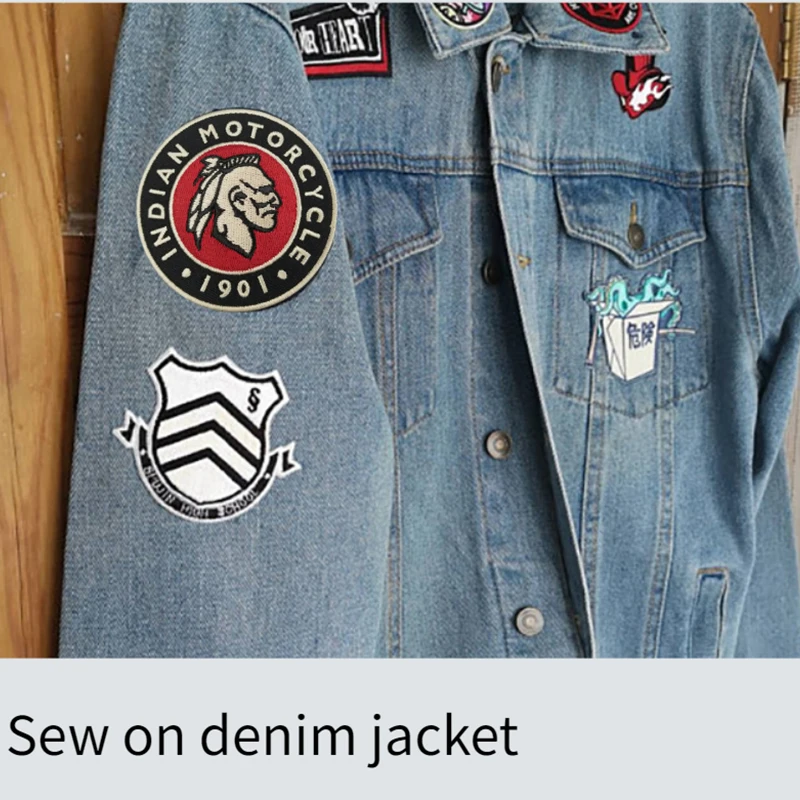 Ready to Ship Custom Motorcycle Circle Badge Iron on Leather DIY Jacket Clothes Indian Biker Embroidery Patch