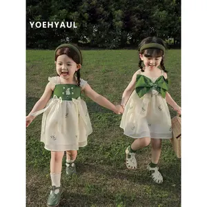 Elegant Exquisite Floral Embroidered Summer Baby Girls Dress Set Casual Wholesale High Quality Toddler Girls Beautiful Clothes