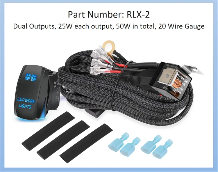 2 Leads LED Work Light Pods With Relay and on off Function Switch Quality  Car Fog Lamp and Horn LED Strip Wire Harness