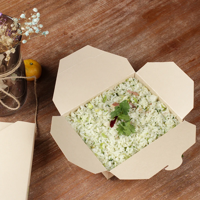 Custom Logo Eco-Friendly Sustainable Fast Food Packaging Container Disposable Takeout Kraft Paper Lunch Salad Bio Box supplier