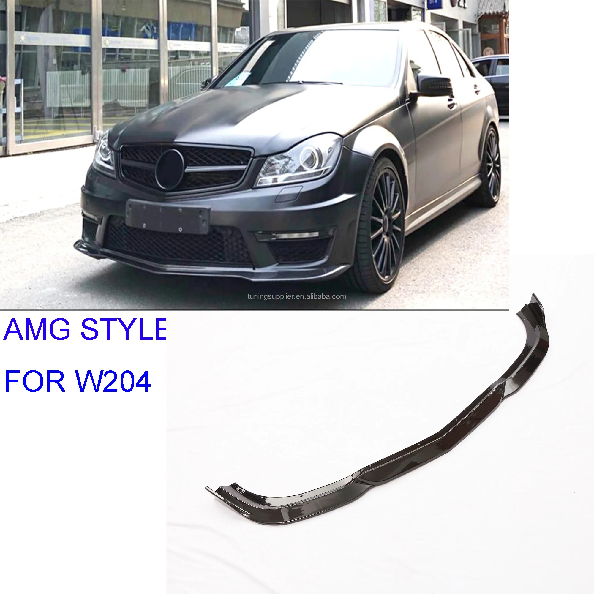 Front Bumper Lip Spoiler Splitter Body Kit For Mercedes For Benz W204 C180 C200 C250 C300 C350 2008 2014 Glossy Black I3204296334