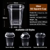 Bicchiere quadrato calibro 93mm - 16oz con coperchio (3 stili)