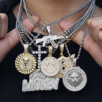 New charm Cartoon Bling Bling pendant 18k Gold Plated moissanite cuban Cz Iced Out rapper men hip hop custom pendants necklace
