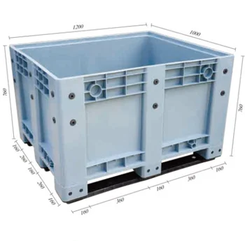 Large plastic pallet container factory 1200*1000*760  stackable solid box pallet box plastic with Lid and Wheels