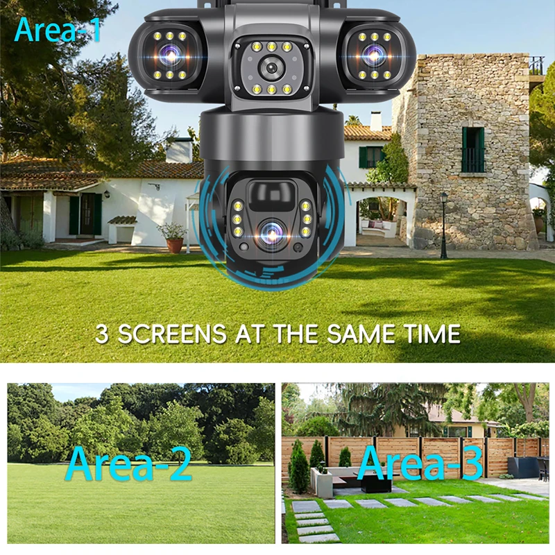 4G ak�ll� Net g�venlik kamera Outdoor Pro a��k Wifi g�ne� Powerd 3 Lens 4g a��k Cctv g�venlik kameras� a��k Sim kart ile