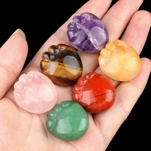 Assorted Crystal Mini Foot Stone 25mm Feet Shaped Gemstone Pocket Crystal Tumble Collection Palm Worry Stone Gifts for Women