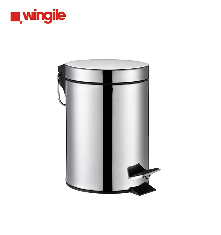 Factory Price BSCI Certification Recyclable Pedal Bin Round Stainless Steel Matt Finished 3L/5L/12L/20L/30L